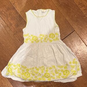 Boden White & Yellow Floral Embroidered Girls' Dress